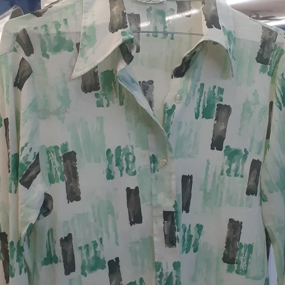 Vtg 70’s Alfred Dunner Long Sleeve Tie Dye sz 14 multi Green sponge  Imprint - Picture 3 of 7